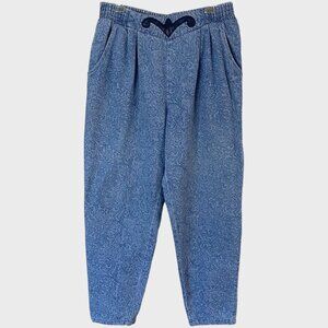 Vintage Saint Germain Blue Floral Motif Western Denim Pants Women's Size Large